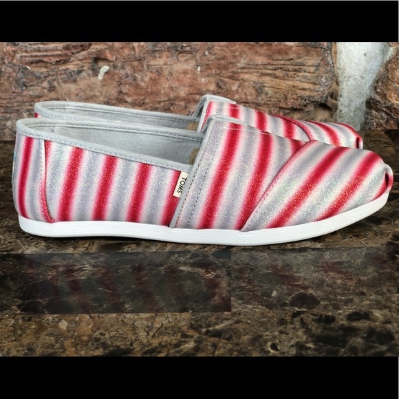 NEW TOMS Candy Cane Glitter Classics loafer - Picture 6 of 13